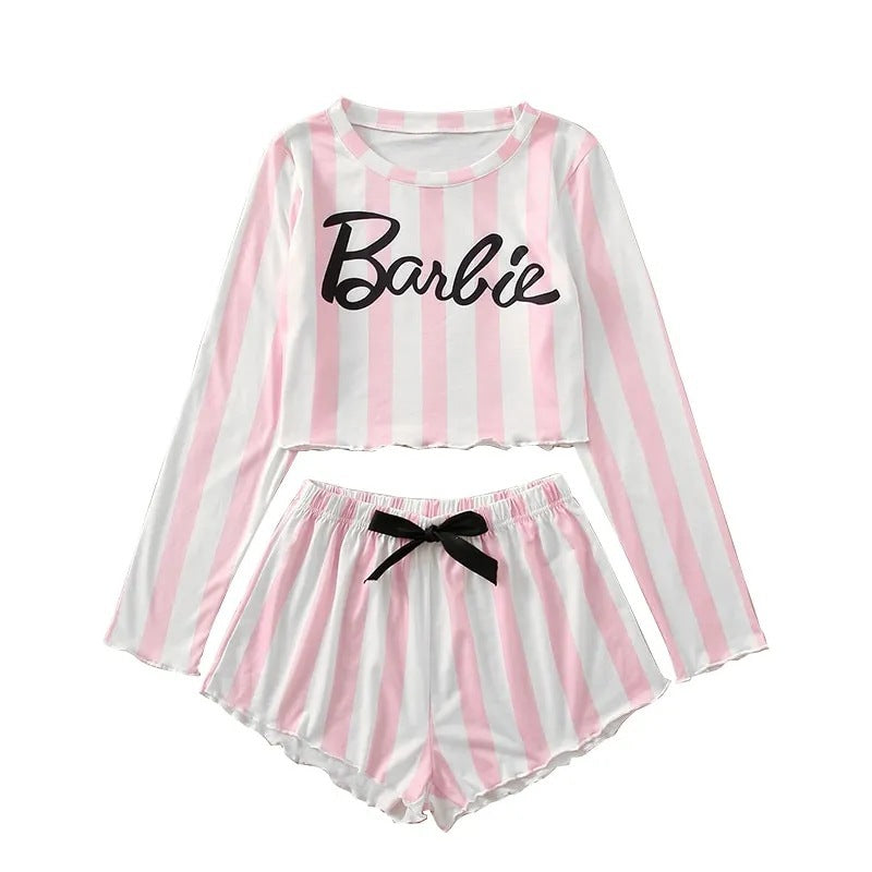 Pink and white striped pajamas
