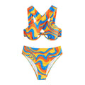 Costume da bagno bikini multicolore con scollo incrociato da donna - Ame Morena