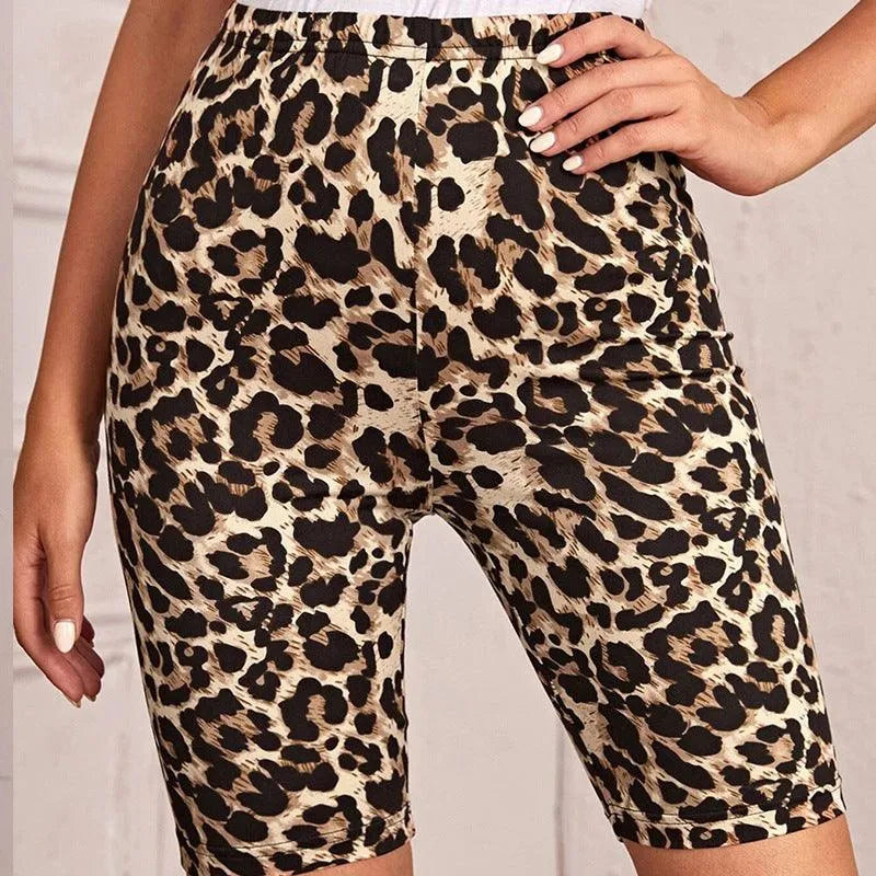 Pantaloncini aderenti con stampa leopardata a vita alta - Ame Morena