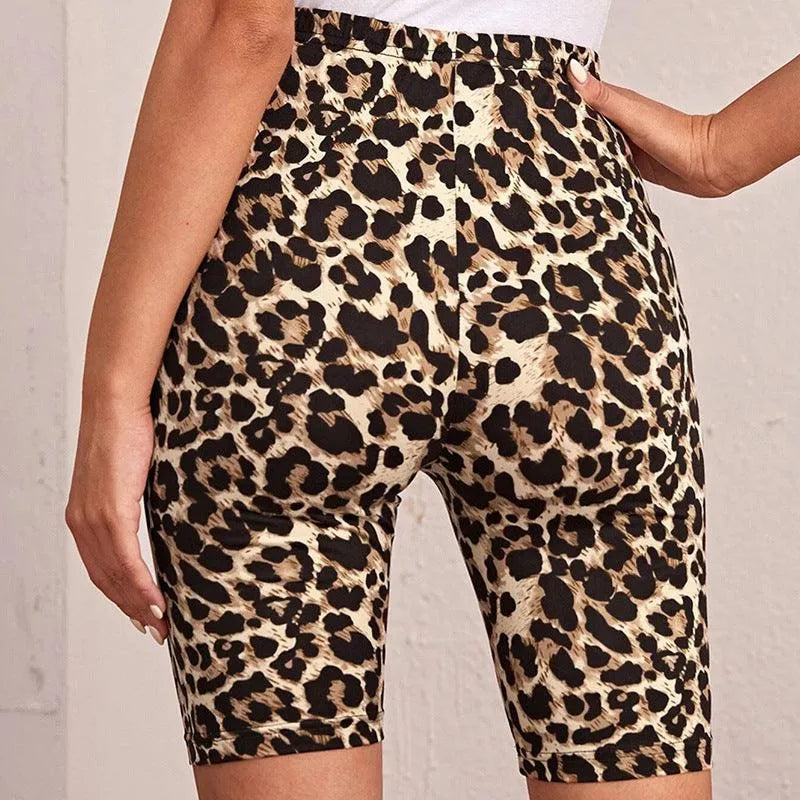 Pantaloncini aderenti con stampa leopardata a vita alta - Ame Morena