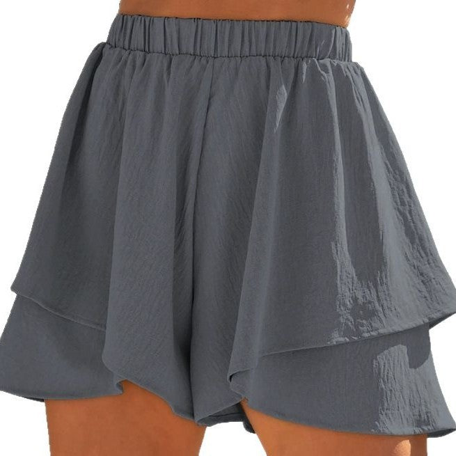 Pantaloncini donna vita alta effetto gonna