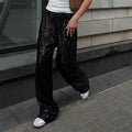 Pantaloni larghi con paillettes – Vita alta e colori brillanti