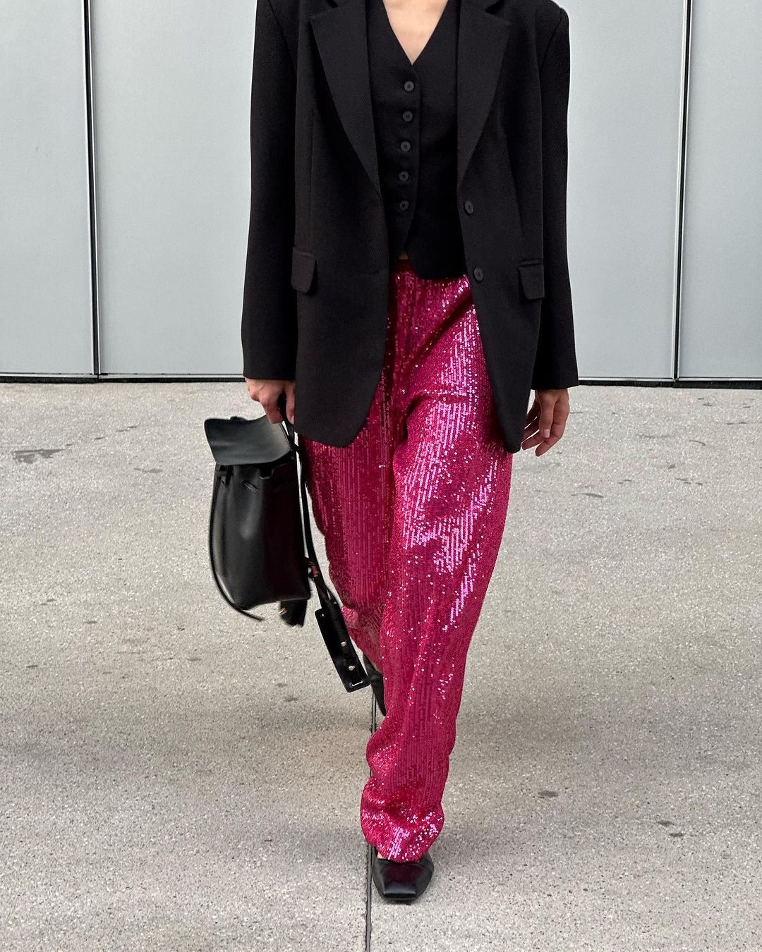 Pantaloni larghi con paillettes – Vita alta e colori brillanti