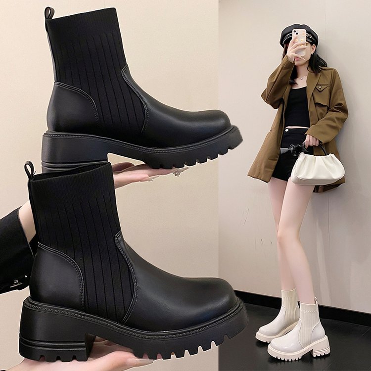 Stivaletti Donna con Tacco Quadrato e Suola Spessa Antiscivolo