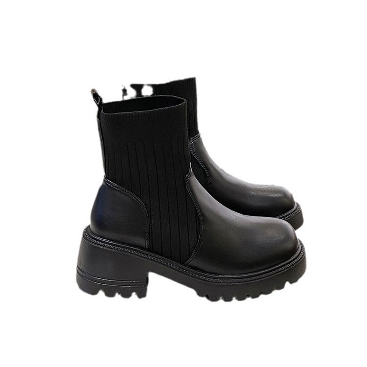 Stivaletti Donna con Tacco Quadrato e Suola Spessa Antiscivolo