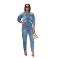 Tuta in Denim Donna Manica Lunga – Vita Media, Stile Casual Chic