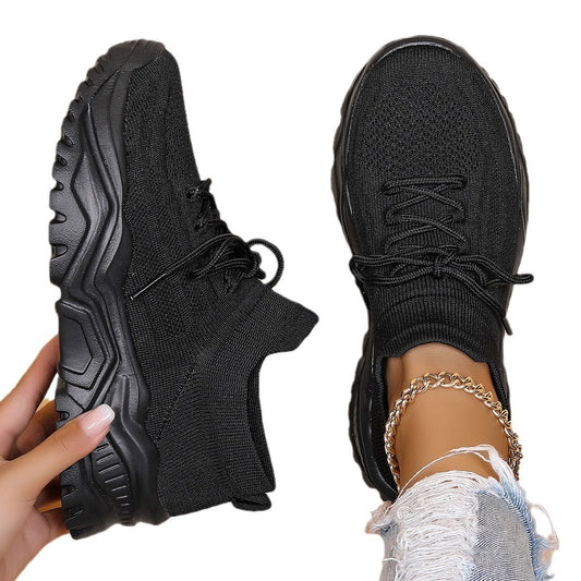 Breathable knitted sports shoes for women