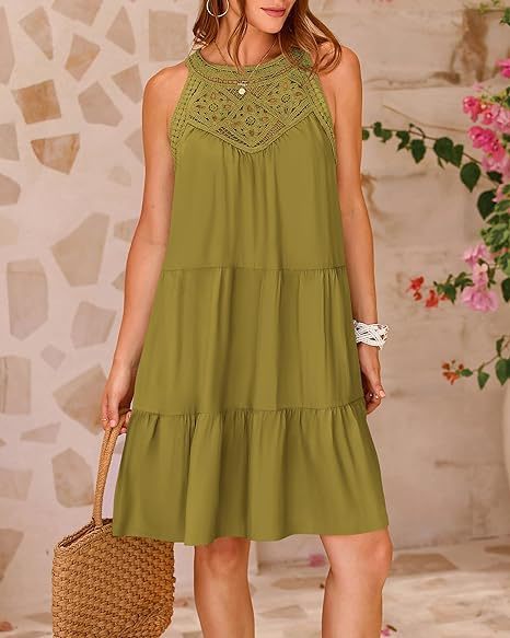 Summer A-line dress with halter neckline