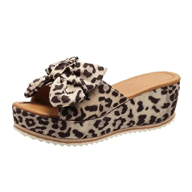 Pantofole con stampa leopardata con fiocco - Ame Morena