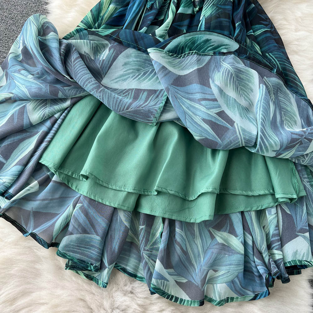 Chiffon dress with print
