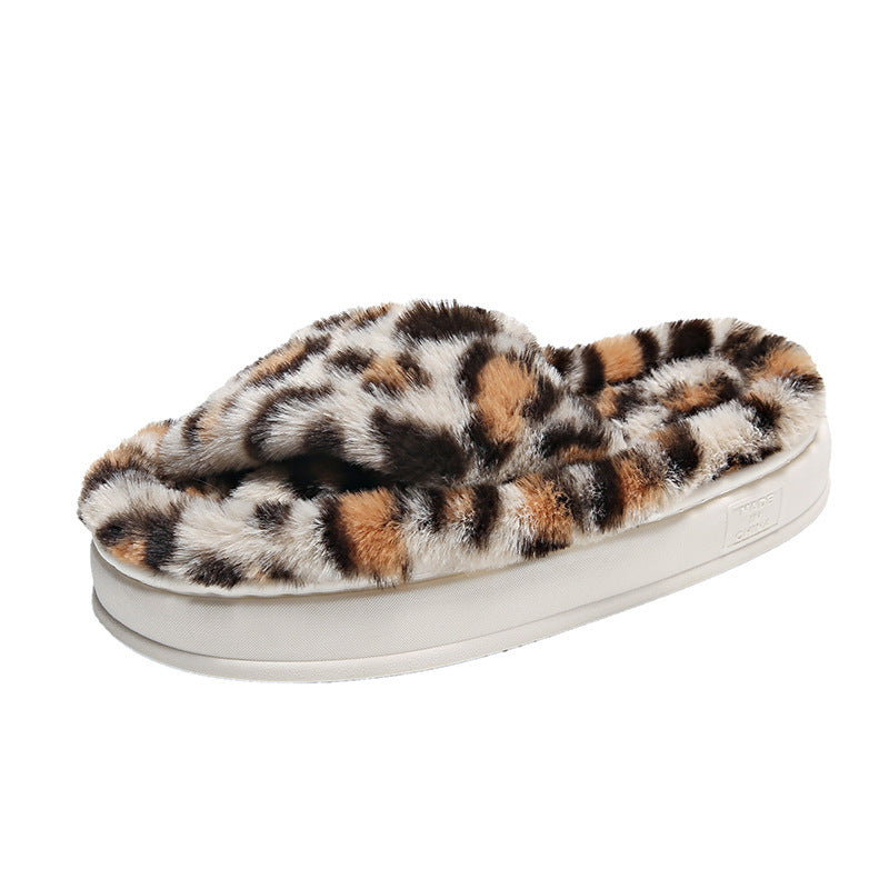 Pantofole soffici transfrontaliere leopardate da donna