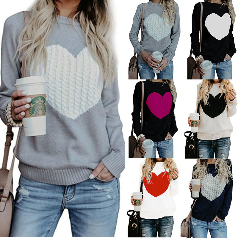 Maglione pullover stampato con cuore