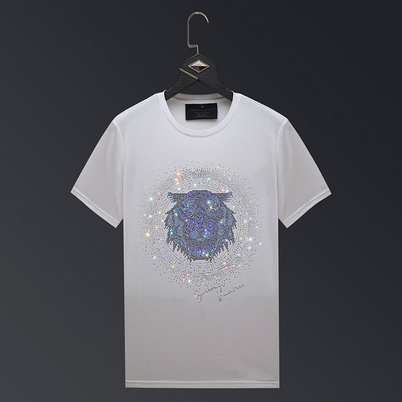 T-shirt da uomo con testa di tigre con strass - Ame Morena