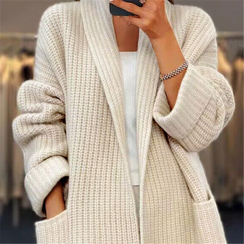 Cardigan lavorato a maglia con tasche