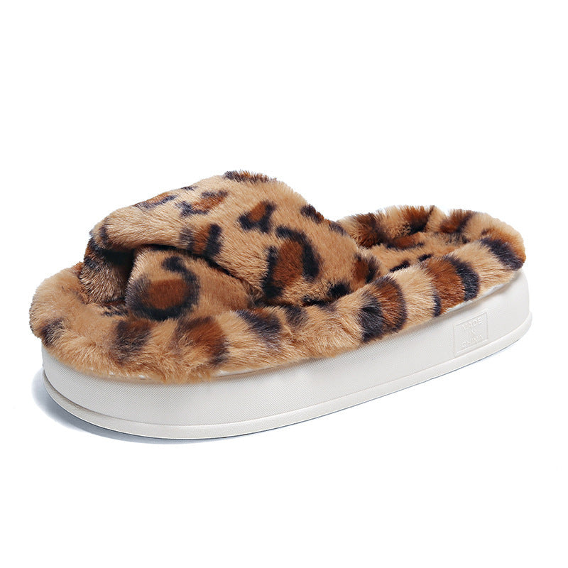 Pantofole soffici transfrontaliere leopardate da donna