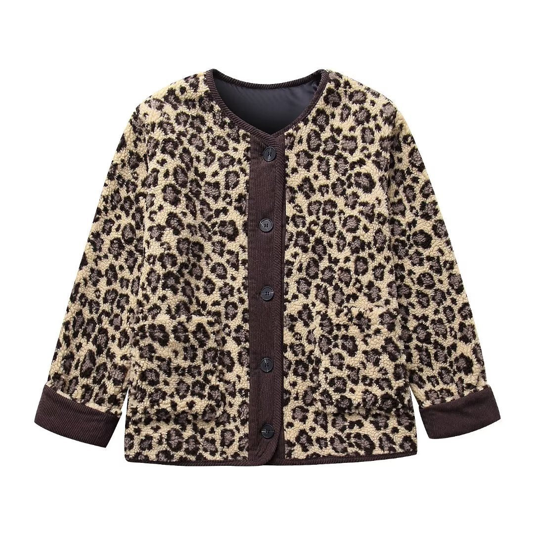 Giacca casual con stampa leopardata da donna