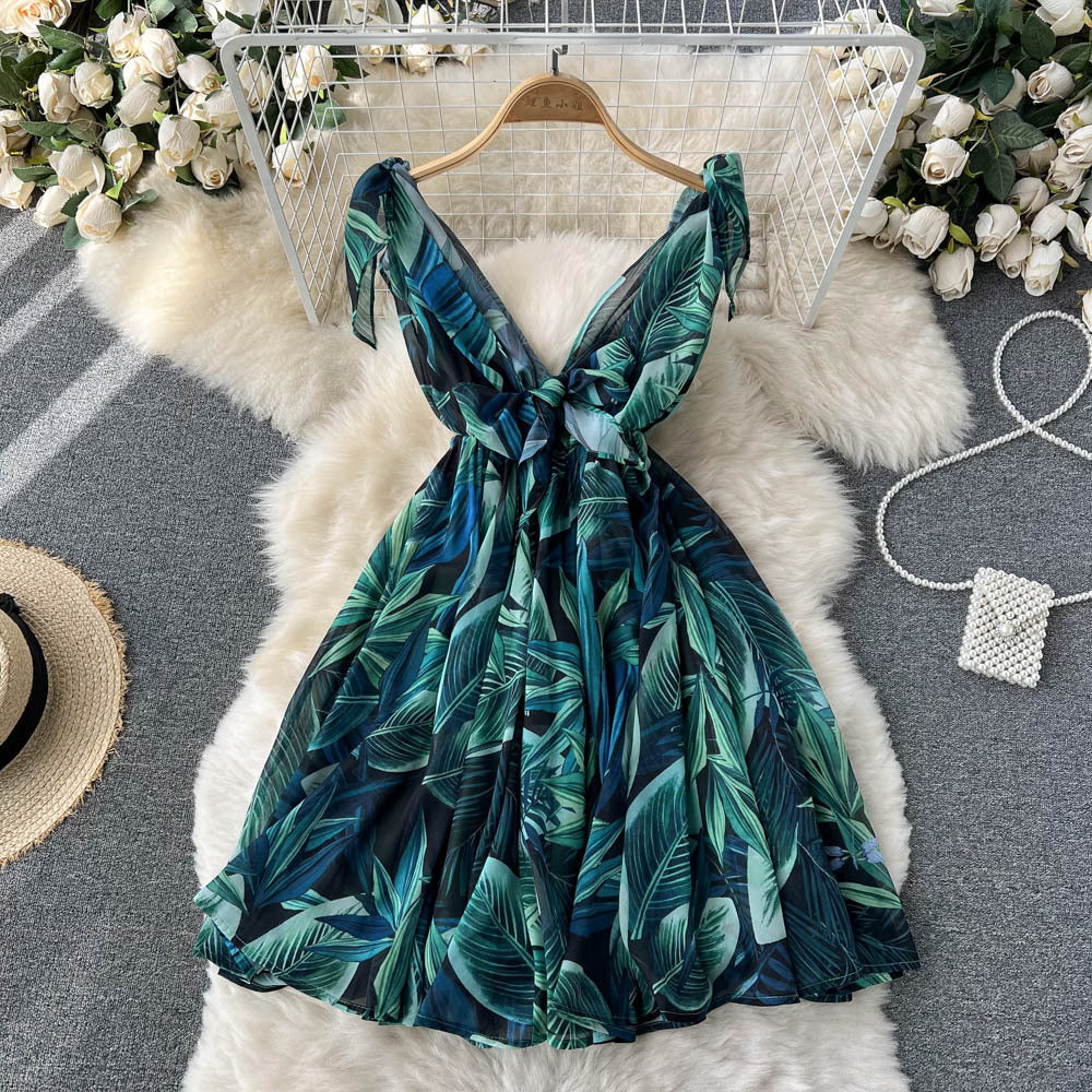Chiffon dress with print
