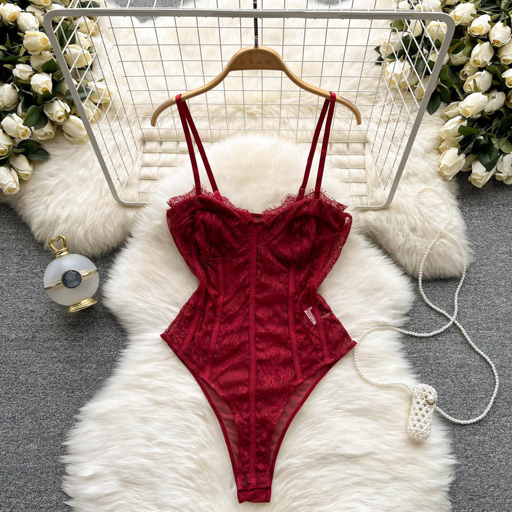 Bodysuit with lace sling