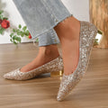 Scarpe con tacco basso con paillettes in cristallo da donna - Ame Morena