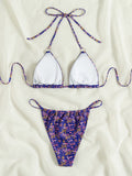 Bikini da donna con coppa a triangolo con lacci floreali - Ame Morena