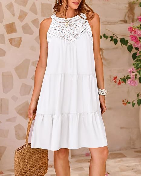 Summer A-line dress with halter neckline